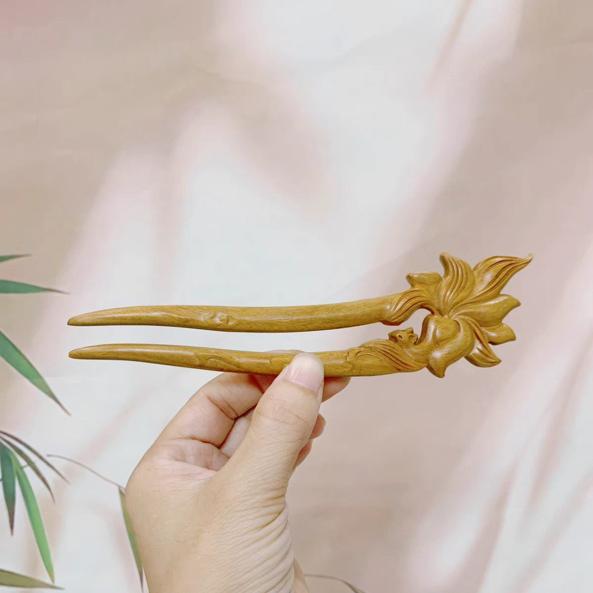 Natural Wooden Hair Stick Set - 17cm U Shape Nine-Tailed Fox Hairpin (九尾狐)