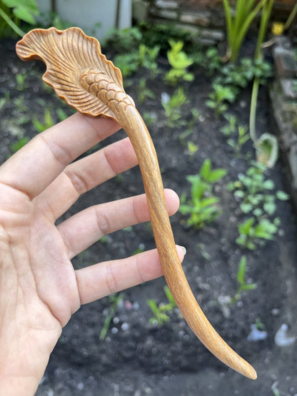 Natural Wooden Fish Tail Hair Stick Set - 20cm Hairpin (鱼尾)