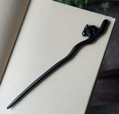 Natural African Blackwood Hair Stick Set - Handcrafted Wooden Hair Pins #紫光檀精雕