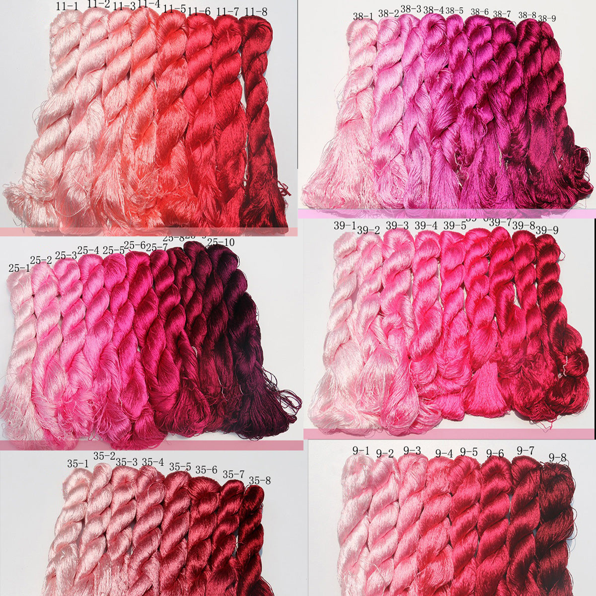 20m Suzhou Embroidery Mulberry Silk Thread(Pink01  52*20m)