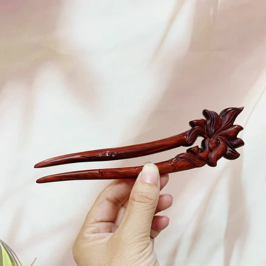 Natural Wooden Hair Stick Set - 17cm U Shape Nine-Tailed Fox Hairpin (九尾狐)