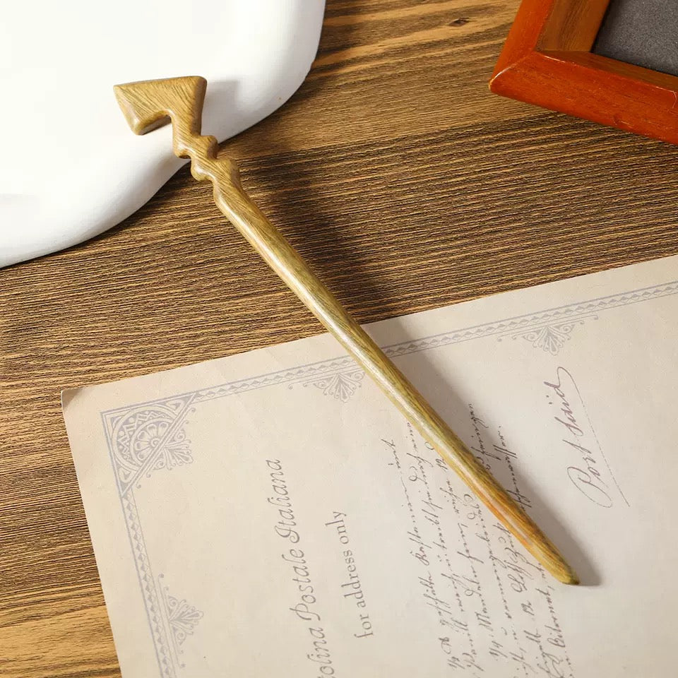 Natural African Blackwood and Green Sandalwood Hair Stick Set - 18cm Pikachu-Inspired Design #皮卡丘