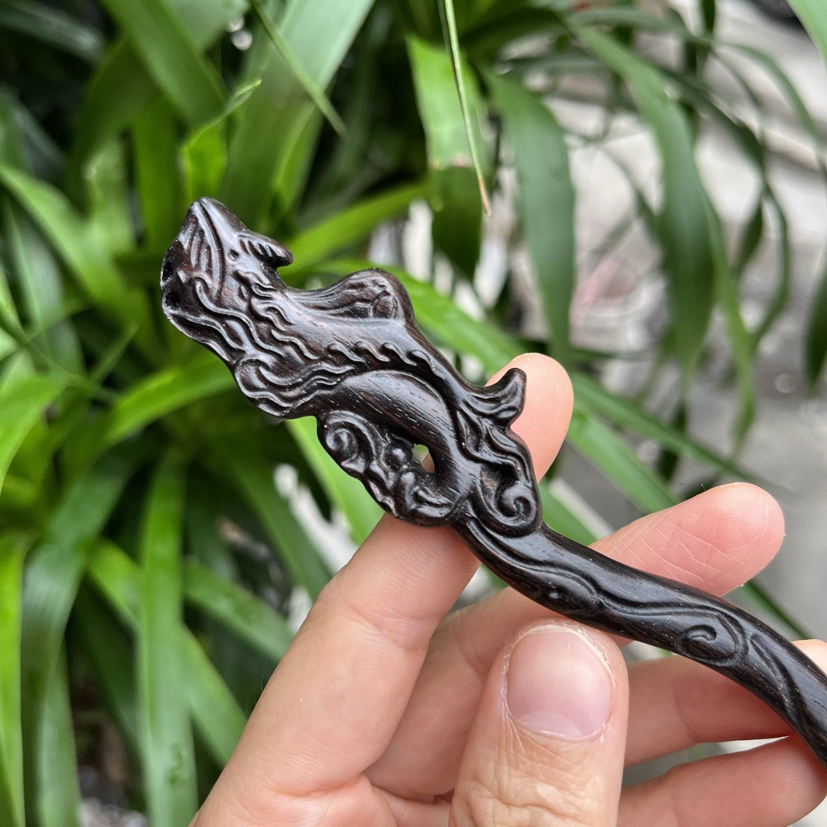 Natural Wooden Hair Stick Set - 20cm Mythical Creature Design (山海鲸)