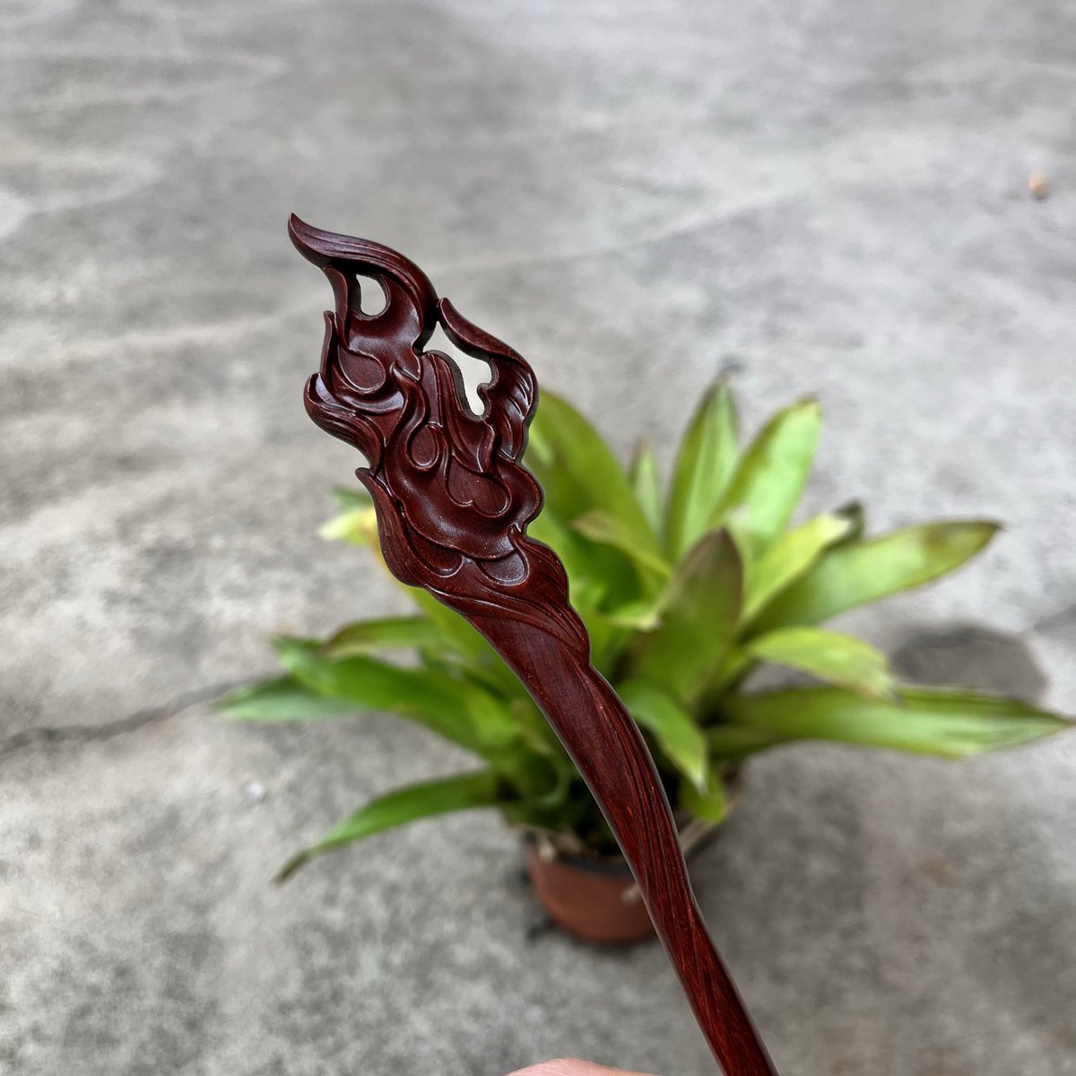 Natural Wooden Flame Hair Stick Set - 19cm Hairpin (火焰)