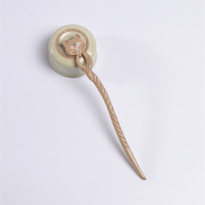 Natural Wooden Fox Hair Stick Set - 20cm Hairpin (凤九)