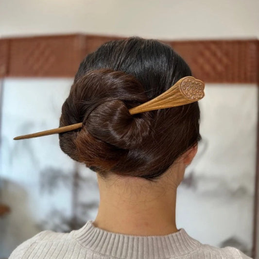 Natural Wooden Lotus Pod Hair Stick Set - 20cm Hairpin (莲蓬)