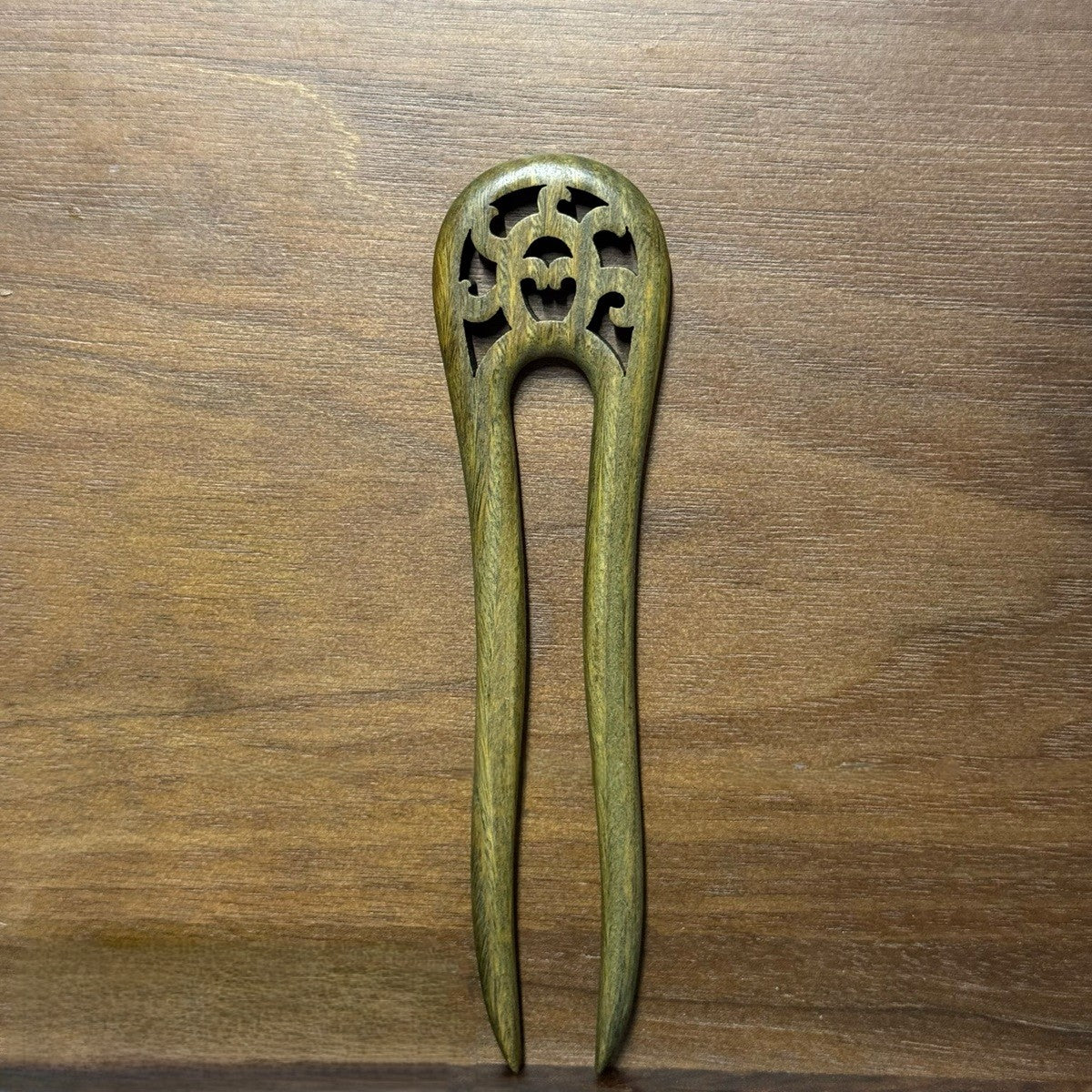 Natural Green Sandalwood U-Shaped Hair Sticks Set - 13-15cm Length #绿檀u钗合集