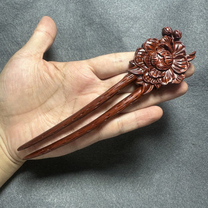 Natural Rosewood Hair Stick Set - 17cm U Shape Double-Sided Hairpin (U形发钗)