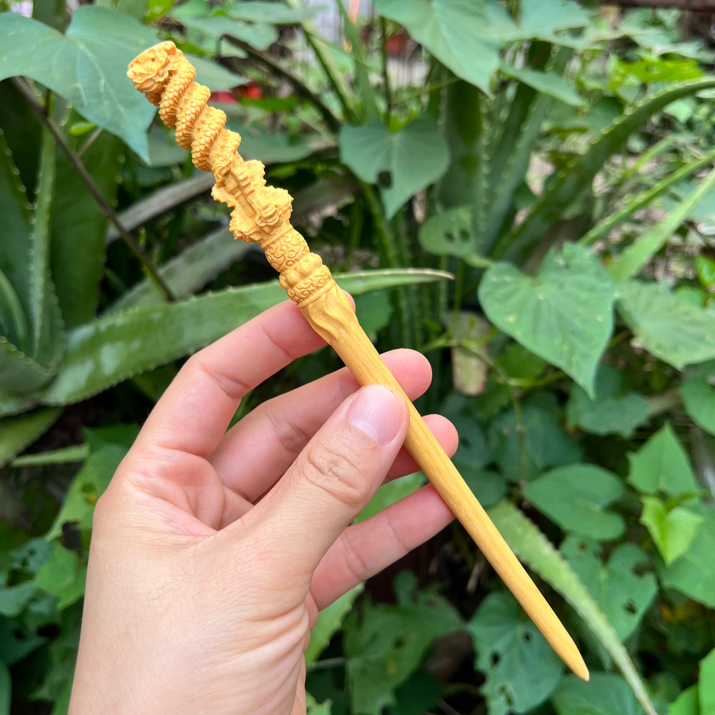 Natural African Blackwood Hair Stick - 22cm Jingubang Design Hairpin Smooth Finish (金箍棒)