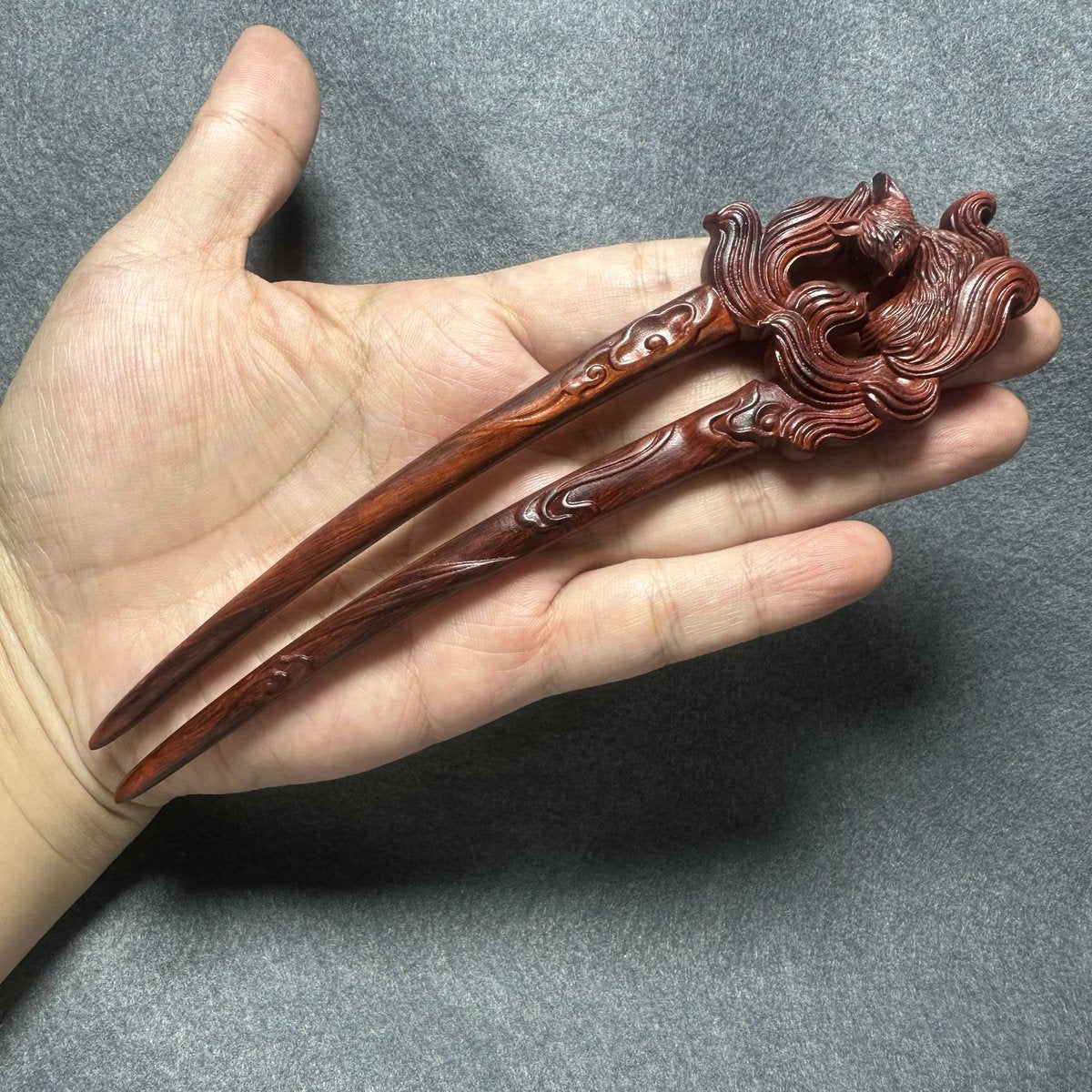Natural Rosewood Hair Stick Set - 17cm U Shape Double-Sided Hairpin (U形发钗)