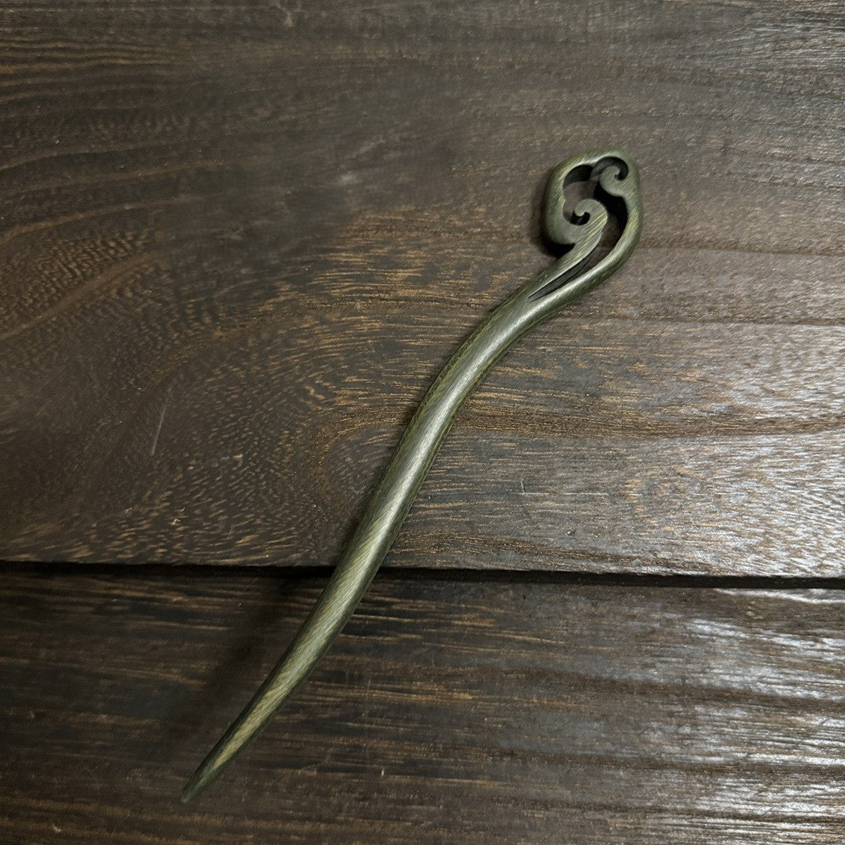 Natural Green Sandalwood Hair Stick Set - Premium Heartwood Designs #18cm绿檀