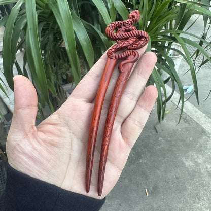 Natural Rosewood Hair Stick Set - 17cm U Shape Double-Sided Hairpin (U形发钗)