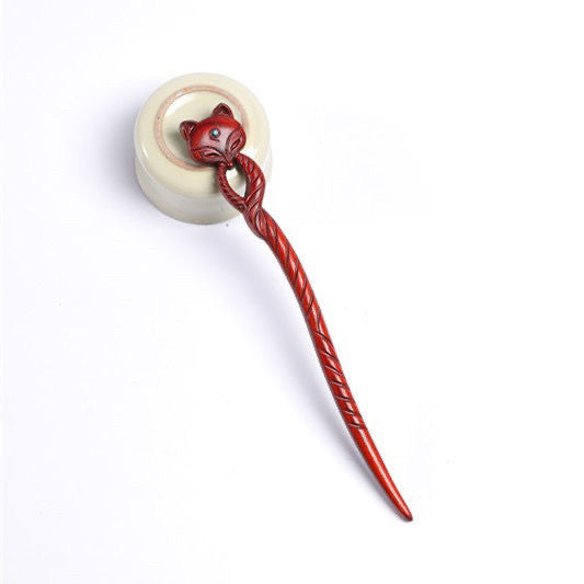 Natural Wooden Fox Hair Stick Set - 20cm Hairpin (凤九)