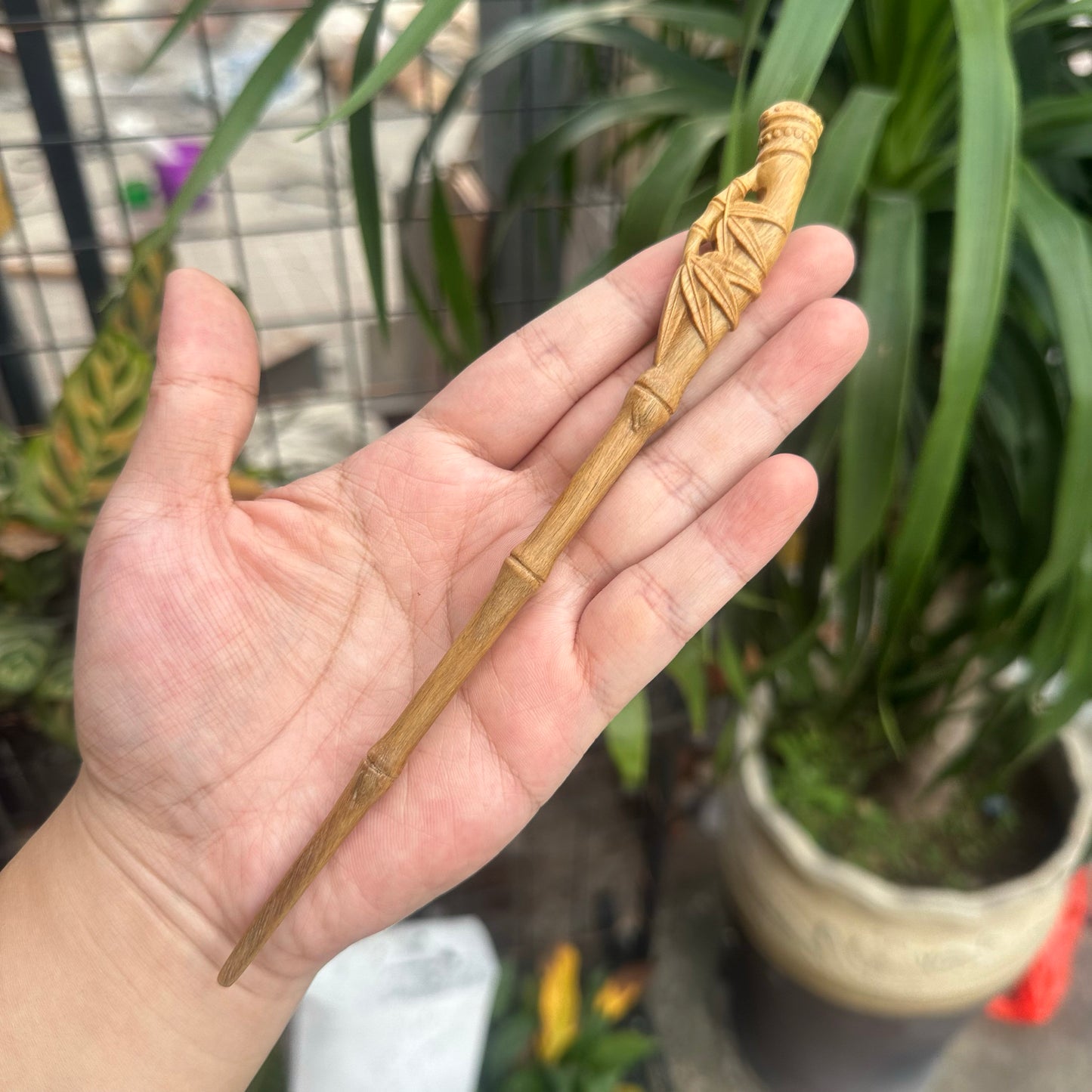 Natural Wooden Bamboo Hair Stick Set - 20cm Hairpin (竹叶)