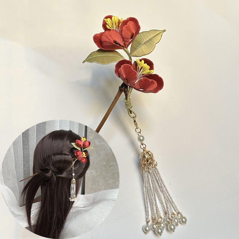 Haitangwen Hairpin Chanhua Materials Flowers DIY Kit - Include Detailed Video Tutorial