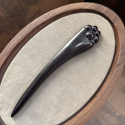 Natural Rosewood Hair Stick - Cat Paw Design #喵王之爪