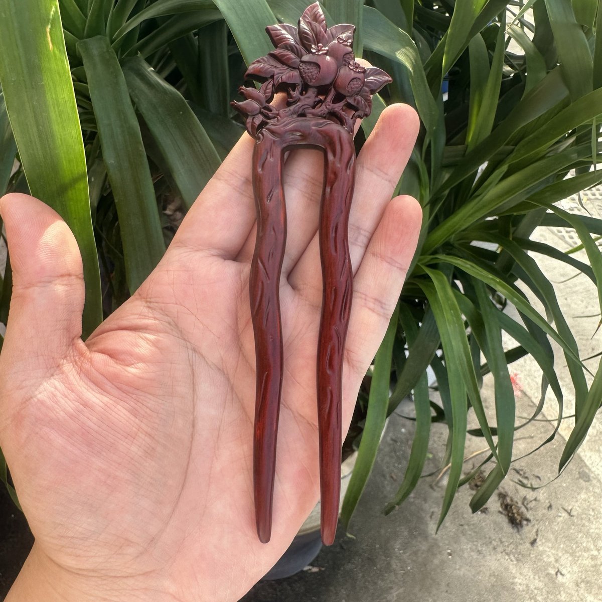 Natural Rosewood Hair Stick Set - 17cm U Shape Double-Sided Hairpin (U形发钗)