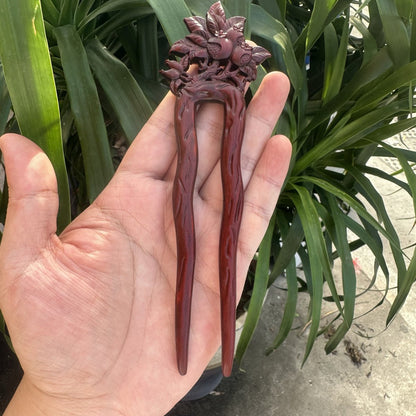 Natural Rosewood Hair Stick Set - 17cm U Shape Double-Sided Hairpin (U形发钗)