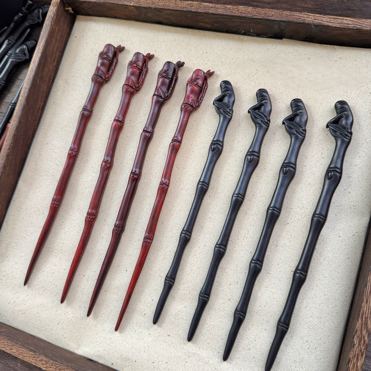 Natural African Blackwood Hair Stick - Zhulouji Bamboo Pavilion Design Hairpin #竹楼记