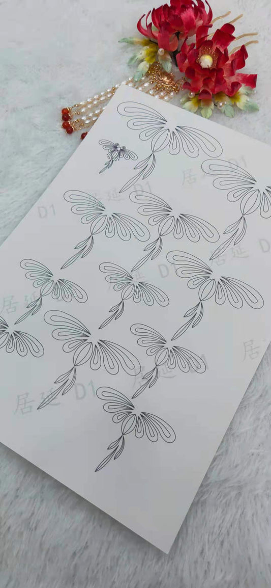 JY DIY Chanhua Paper Template for Traditional Hair Accessories - D Series