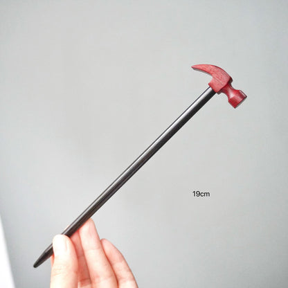 Natural African Blackwood and Padauk Hair Stick - Hammer Shape Design Hairpin #锤子