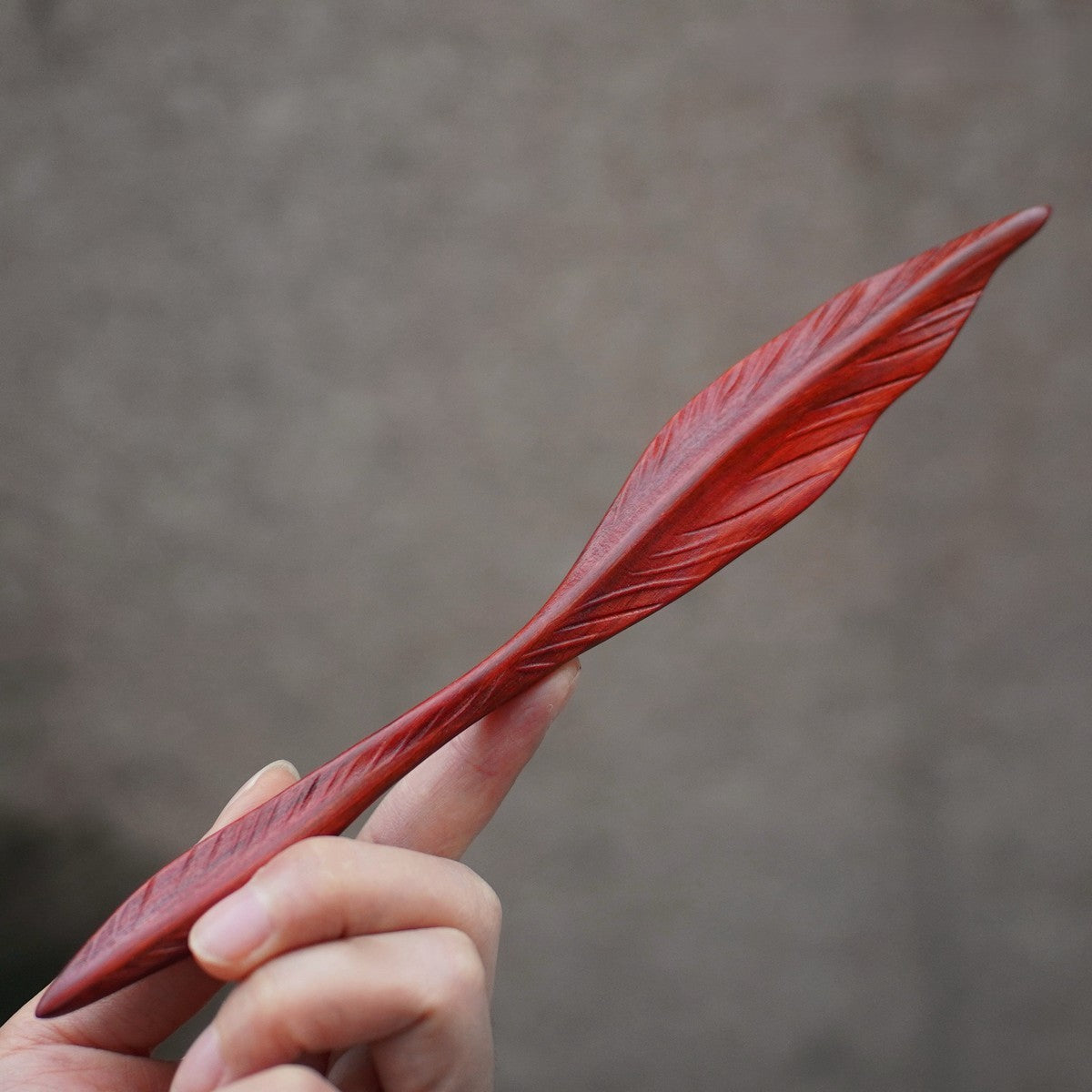 Natural African Padauk Hair Stick - Floating Leaf Design Hairpin #游叶
