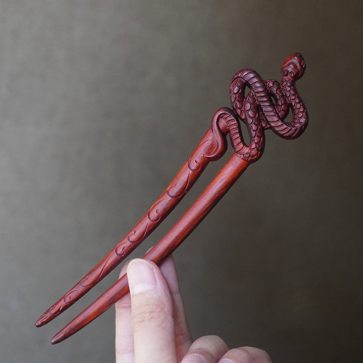 Natural Rosewood Hair Sticks Set - Snake Design Hairpin #流沙赤练