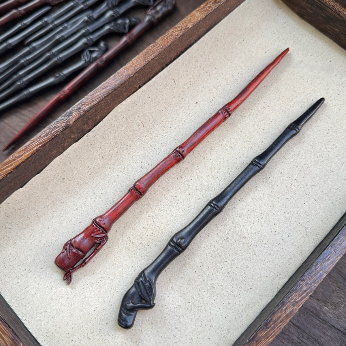 Natural African Blackwood Hair Stick - Zhulouji Bamboo Pavilion Design Hairpin #竹楼记