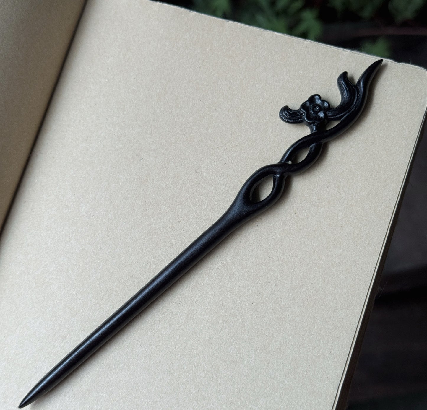 Natural African Blackwood Hair Stick Set - Handcrafted Wooden Hair Pins #紫光檀精雕