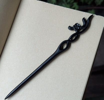 Natural African Blackwood Hair Stick Set - Handcrafted Wooden Hair Pins #紫光檀精雕