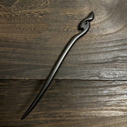 Natural African Blackwood Hair Stick - Carved Wooden Hairpin for Buns & DIY Projects