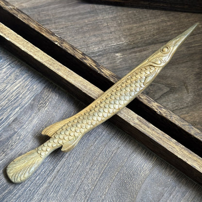 Natural African Blackwood Hair Stick - Fish Shape Design Hairpin #江风映鱼