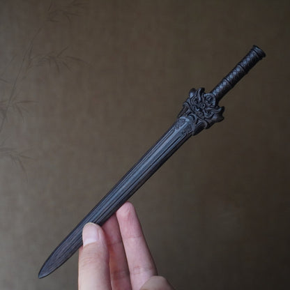 Natural Rosewood Hair Stick Set - Lion Jue Sword Design Hairpin #狮厥