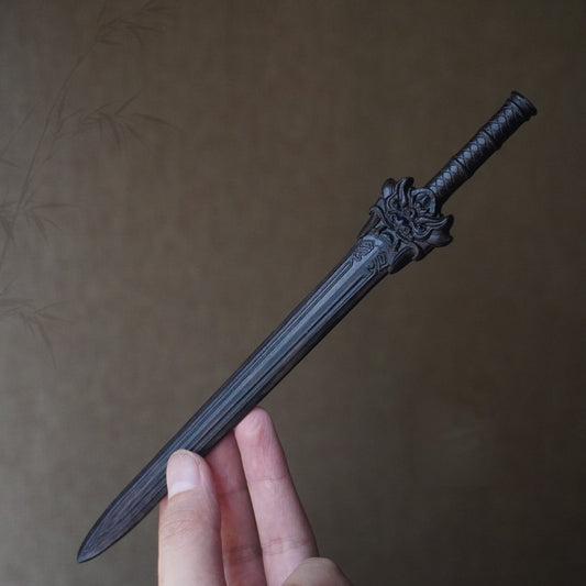 Natural Rosewood Hair Stick Set - Lion Jue Sword Design Hairpin #狮厥