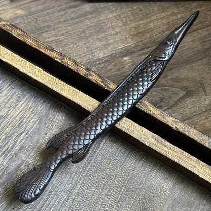 Natural African Blackwood Hair Stick - Fish Shape Design Hairpin #江风映鱼