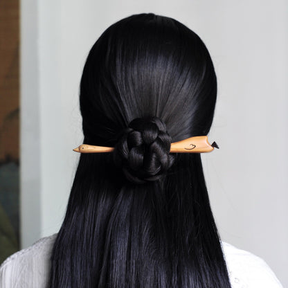 Natural Peach Wood Hair Stick - Big Goose Design 18cm Hairpin #一只鹅