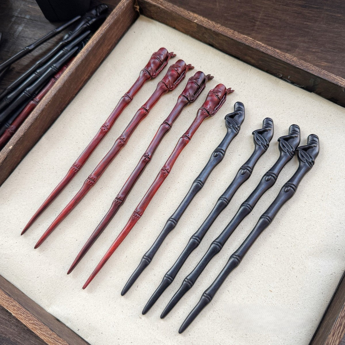 Natural African Blackwood Hair Stick - Zhulouji Bamboo Pavilion Design Hairpin #竹楼记