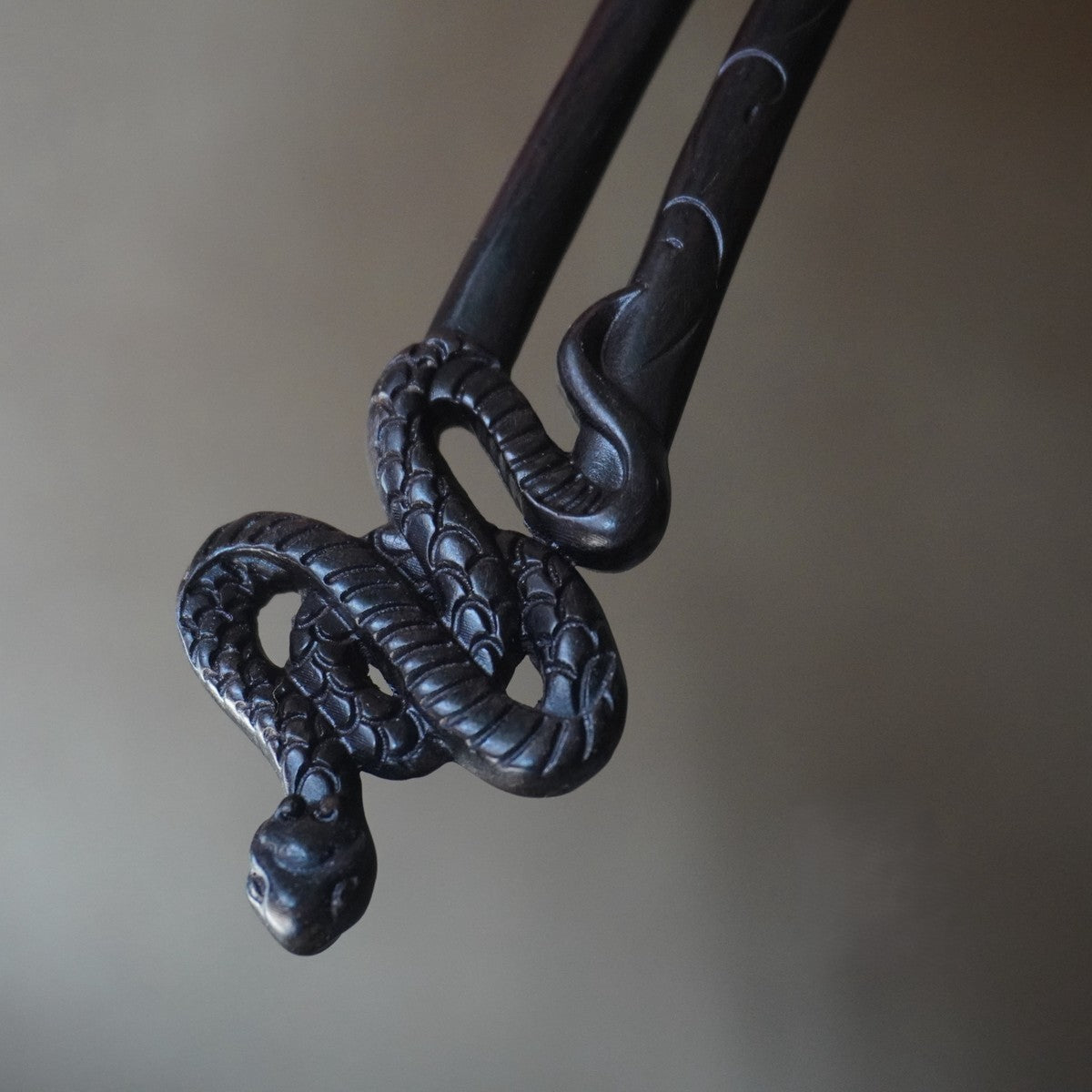 Natural Rosewood Hair Sticks Set - Snake Design Hairpin #流沙赤练