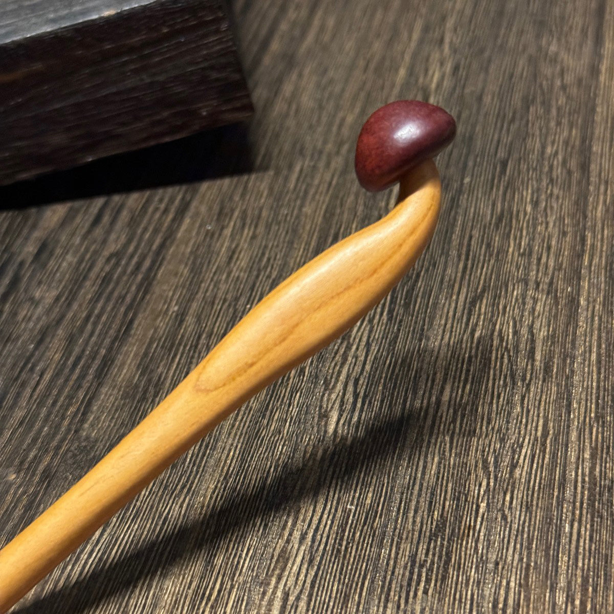 Natural Peach Wood Hair Stick - Mushroom Design Hairpin #蘑菇