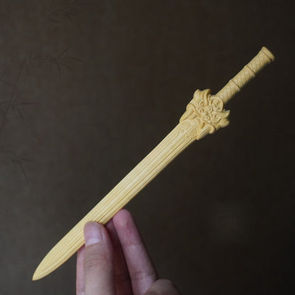 Natural Rosewood Hair Stick Set - Lion Jue Sword Design Hairpin #狮厥