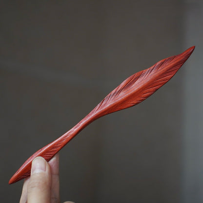 Natural African Padauk Hair Stick - Floating Leaf Design Hairpin #游叶