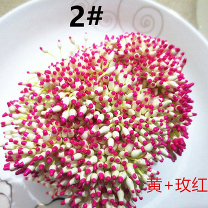 Dual-Color Pointed Tip Flower Stamens (15g) - Double Headed for DIY Flower Making