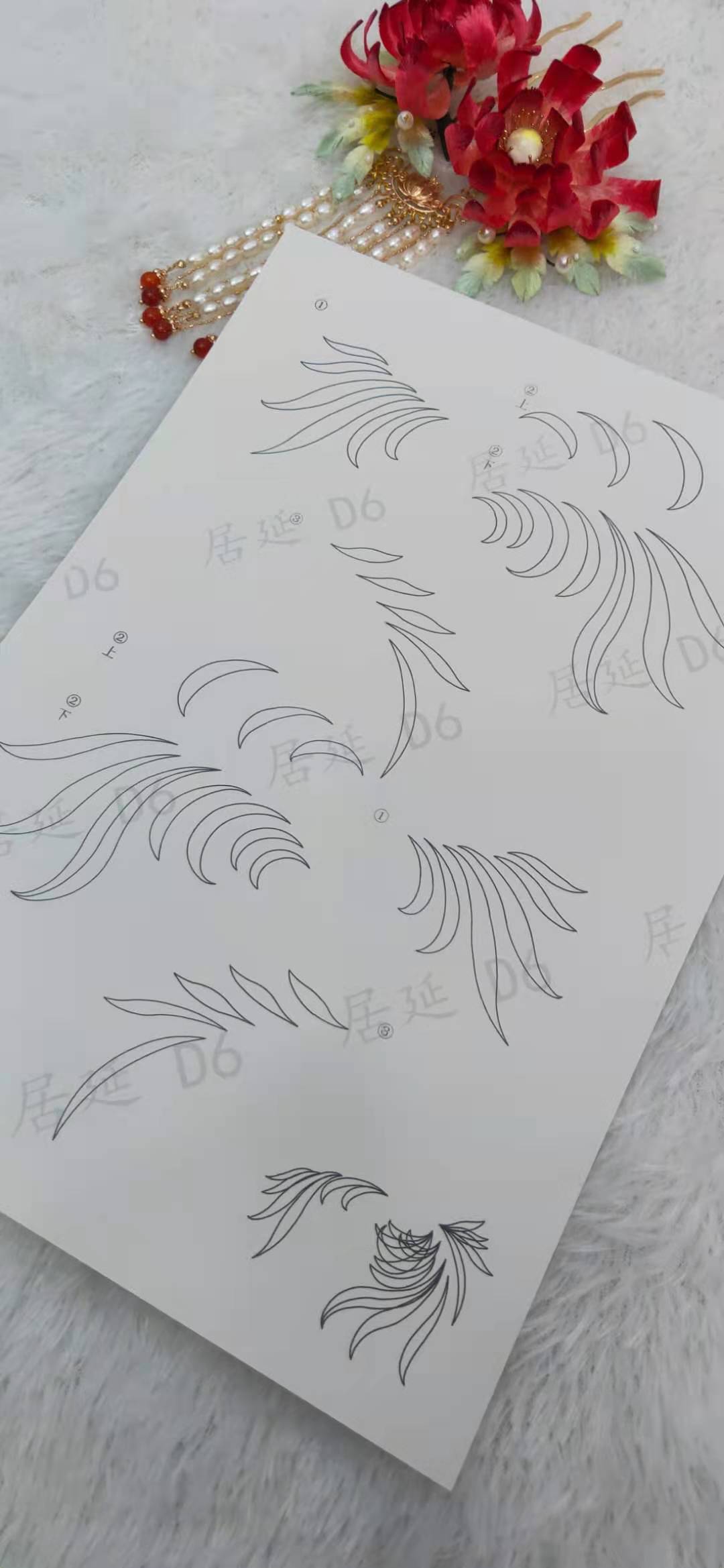 JY DIY Chanhua Paper Template for Traditional Hair Accessories - D Series