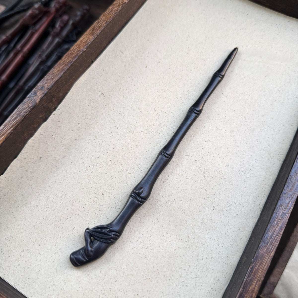 Natural African Blackwood Hair Stick - Zhulouji Bamboo Pavilion Design Hairpin #竹楼记