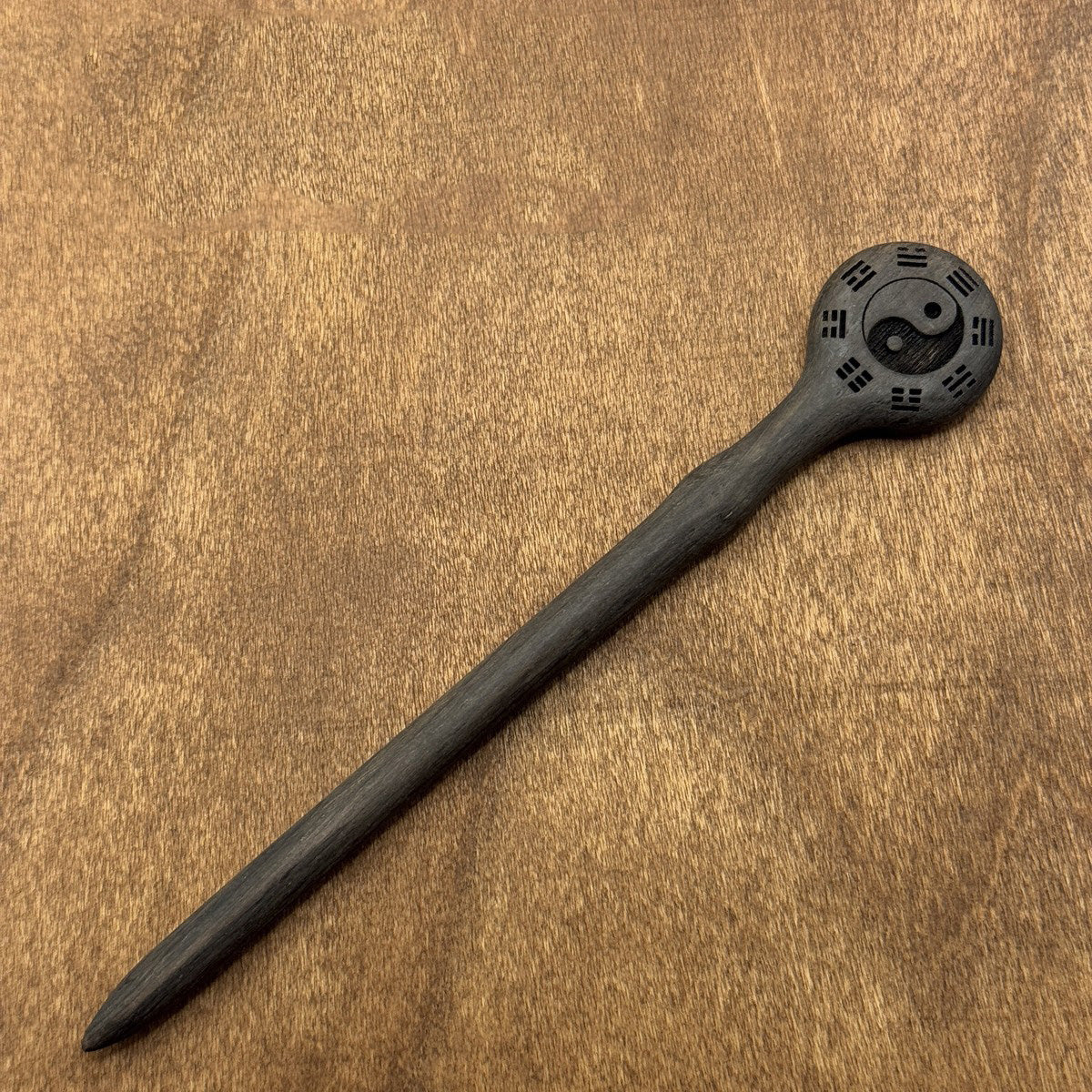 Natural African Blackwood Hair Stick - Fuxi Bagua Design Hairpin #伏羲