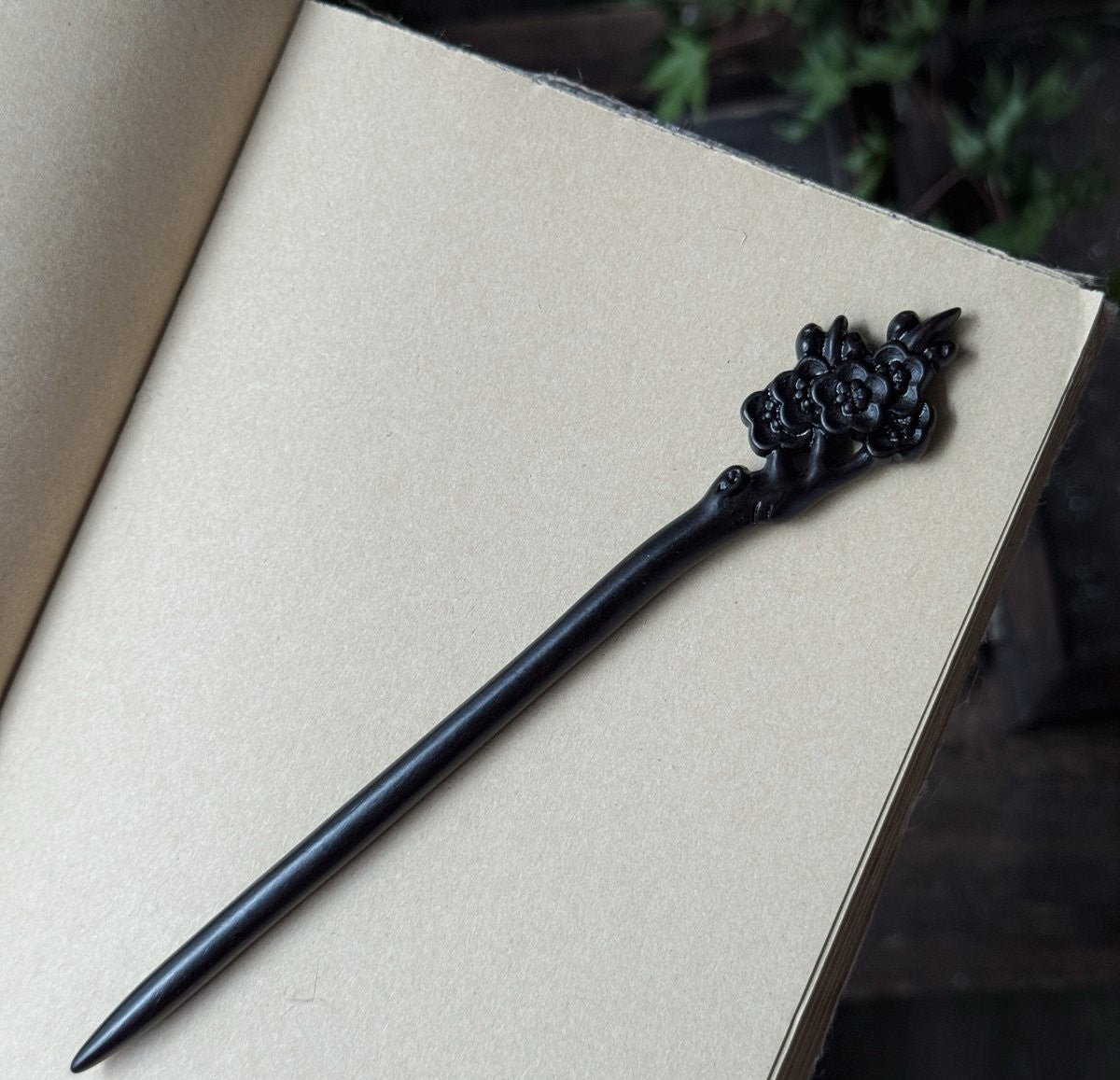 Natural African Blackwood Hair Stick Set - Handcrafted Wooden Hair Pins #紫光檀精雕