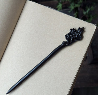 Natural African Blackwood Hair Stick Set - Handcrafted Wooden Hair Pins #紫光檀精雕