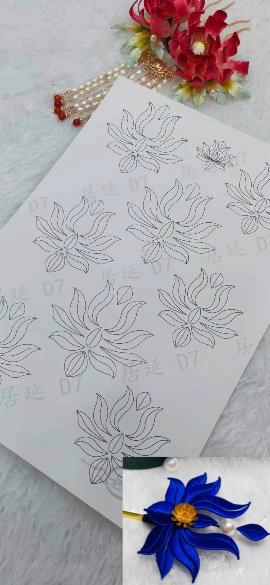 JY DIY Chanhua Paper Template for Traditional Hair Accessories - D Series