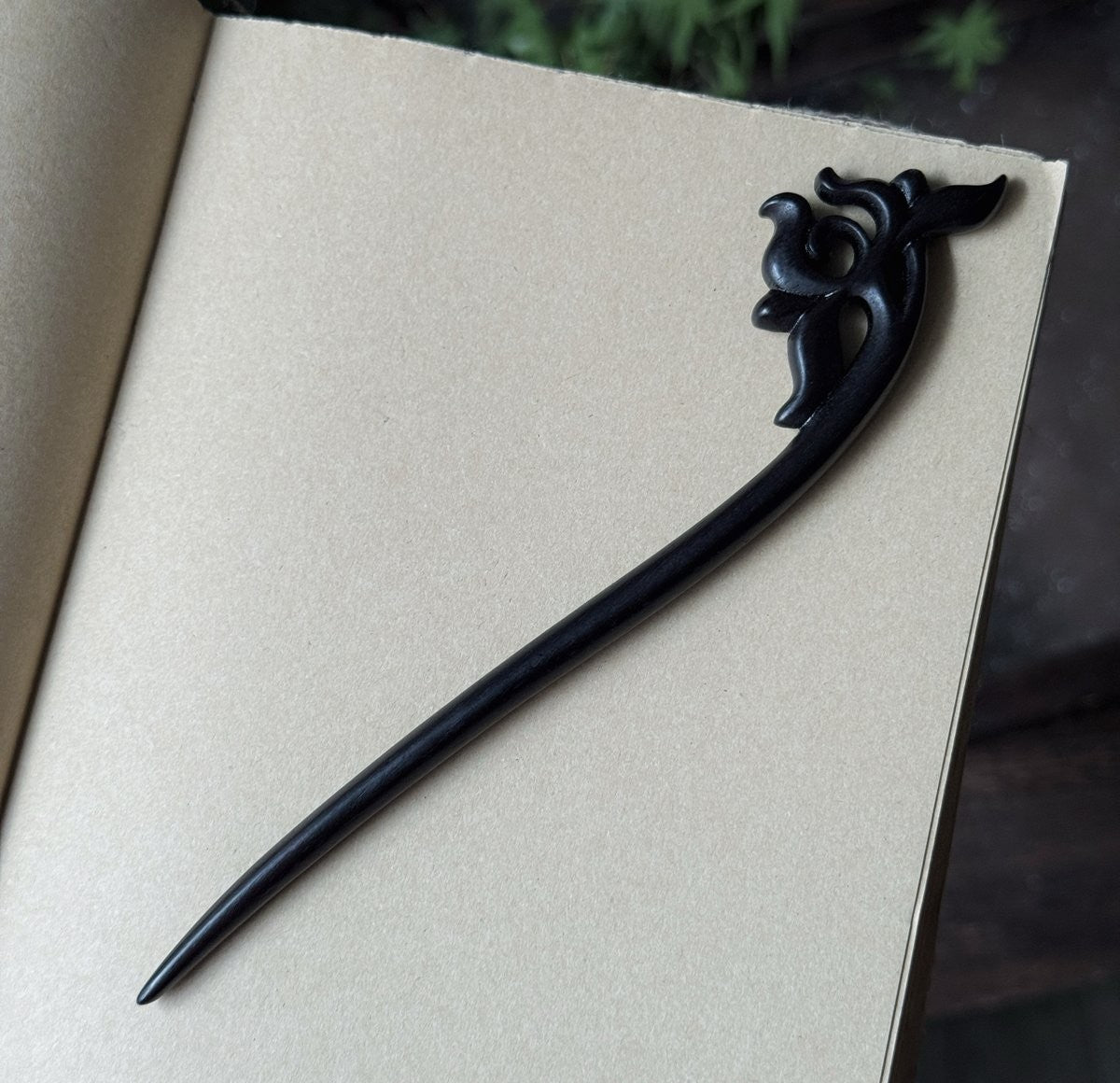 Natural African Blackwood Hair Stick Set - Handcrafted Wooden Hair Pins #紫光檀精雕