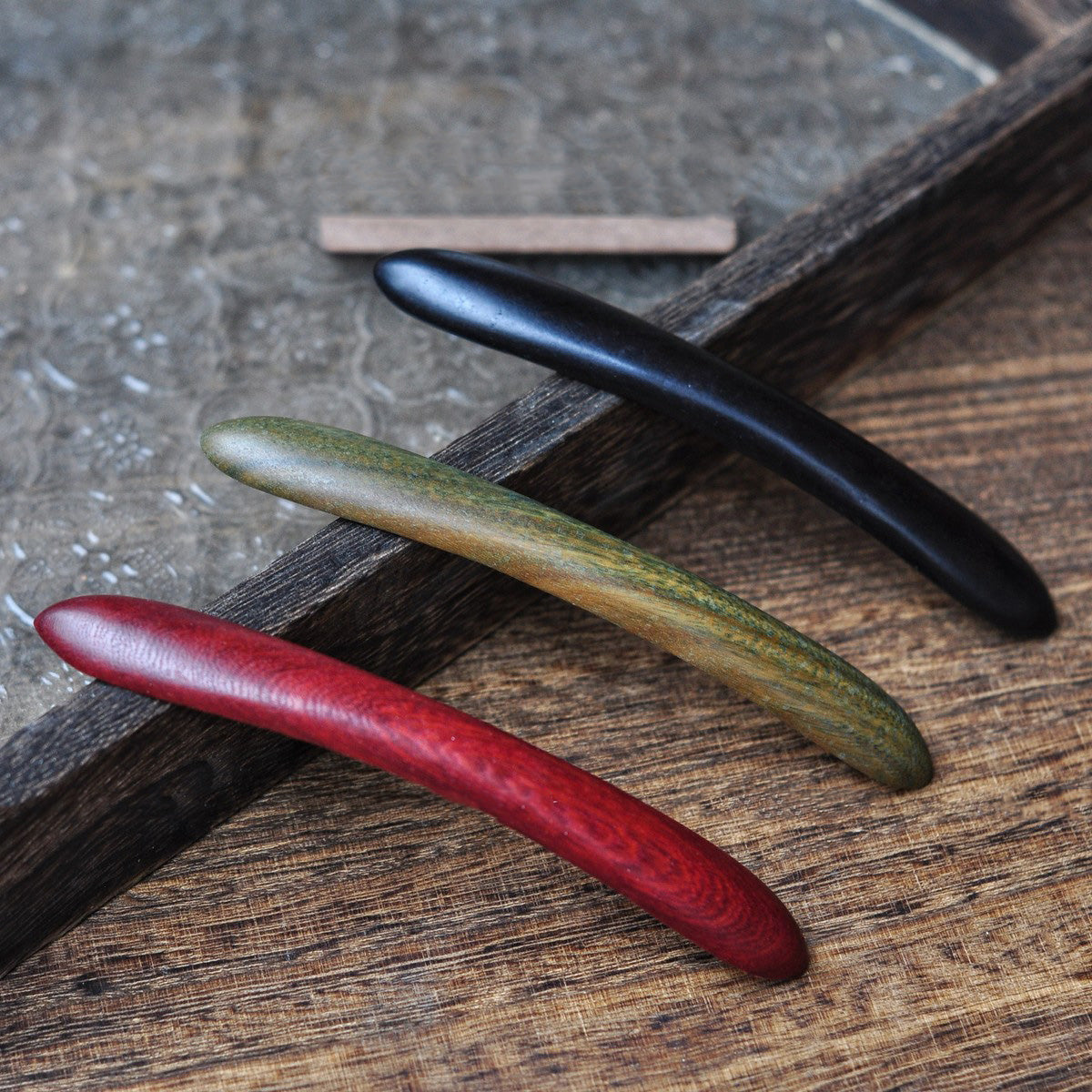 Natural African Blackwood Hair Stick - Double Prong Design Hairpin #双翘